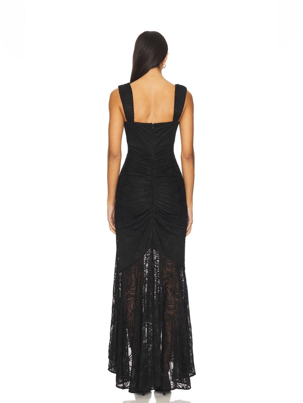 Black Lace Ruched Maxi Dress with Square Neckline (Revolve) (New With Tags) - Picture 3 of 6